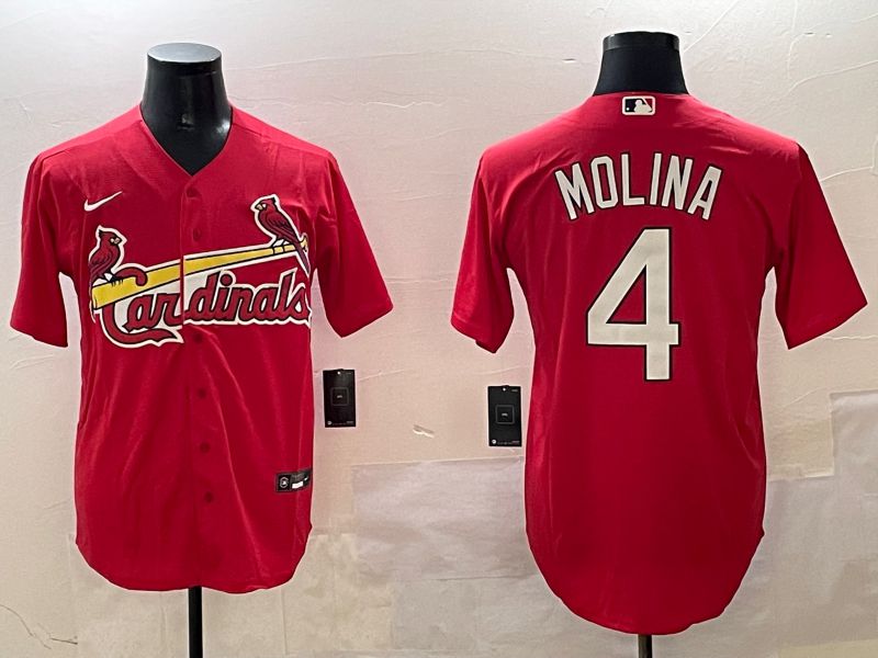Men St.Louis Cardinals #4 Molina Red Game 2025 Nike MLB Jersey style 1